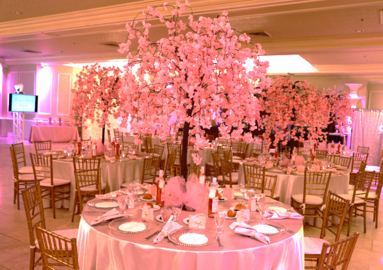 Sweet 16 Venue near Queens NY in Long Island- Pink Floral Decor